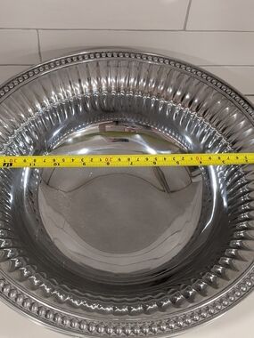 Wilton Armetale Silver Decorative Serving Bowl Flutes And pearls Salad Bowl Xlg
